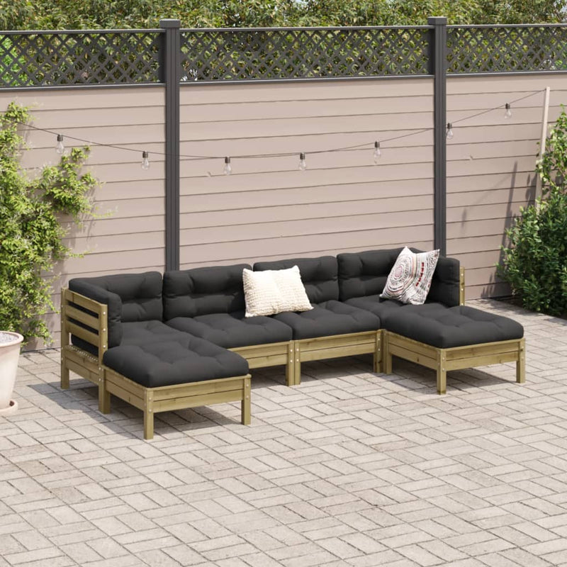6 Piece Garden Sofa Set with Cushions Impregnated Wood Pine Payday Deals