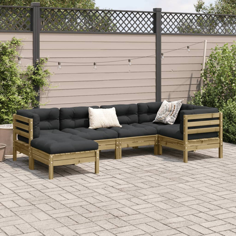 6 Piece Garden Sofa Set with Cushions Impregnated Wood Pine Payday Deals
