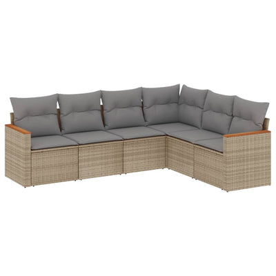 6 Piece Garden Sofa Set with Cushions Mix Beige Poly Rattan Payday Deals