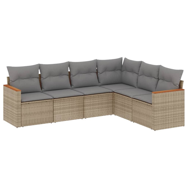 6 Piece Garden Sofa Set with Cushions Mix Beige Poly Rattan Payday Deals