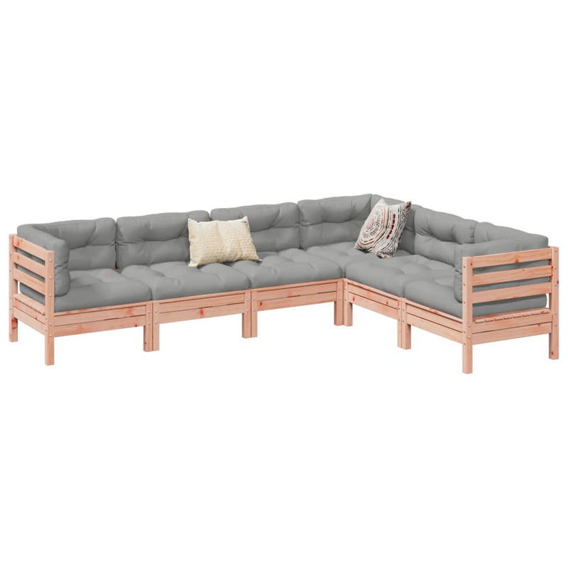 6 Piece Garden Sofa Set with Cushions Solid Wood Douglas Fir Payday Deals