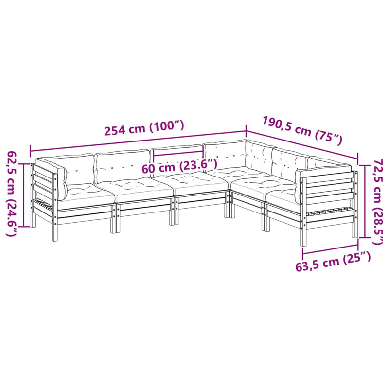 6 Piece Garden Sofa Set with Cushions Solid Wood Douglas Fir Payday Deals