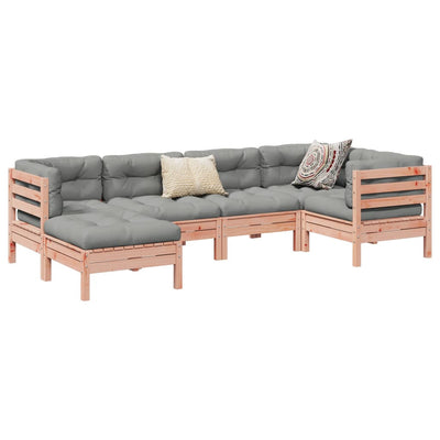 6 Piece Garden Sofa Set with Cushions Solid Wood Douglas Fir