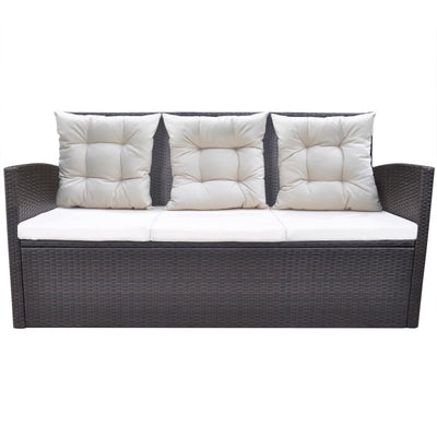 6 Piece Outdoor Dining Set with Cushions Poly Rattan Brown Payday Deals