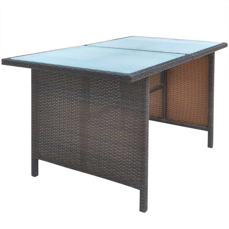 6 Piece Outdoor Dining Set with Cushions Poly Rattan Brown Payday Deals