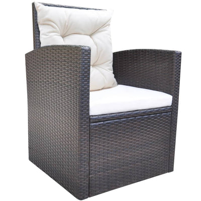 6 Piece Outdoor Dining Set with Cushions Poly Rattan Brown Payday Deals