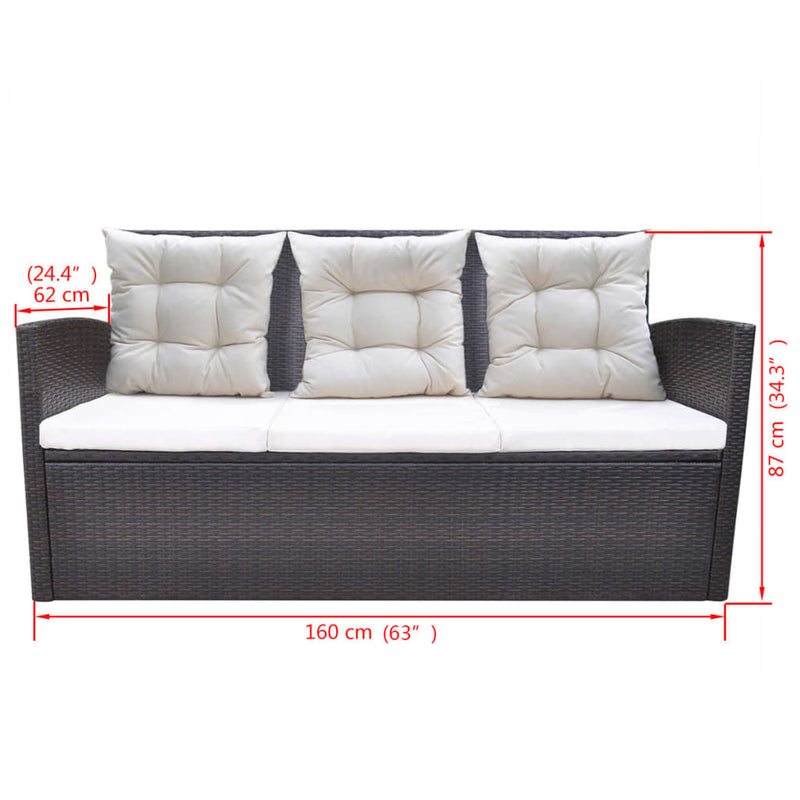 6 Piece Outdoor Dining Set with Cushions Poly Rattan Brown Payday Deals