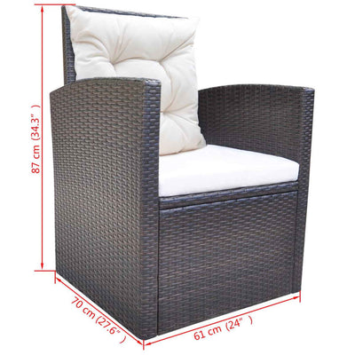 6 Piece Outdoor Dining Set with Cushions Poly Rattan Brown Payday Deals