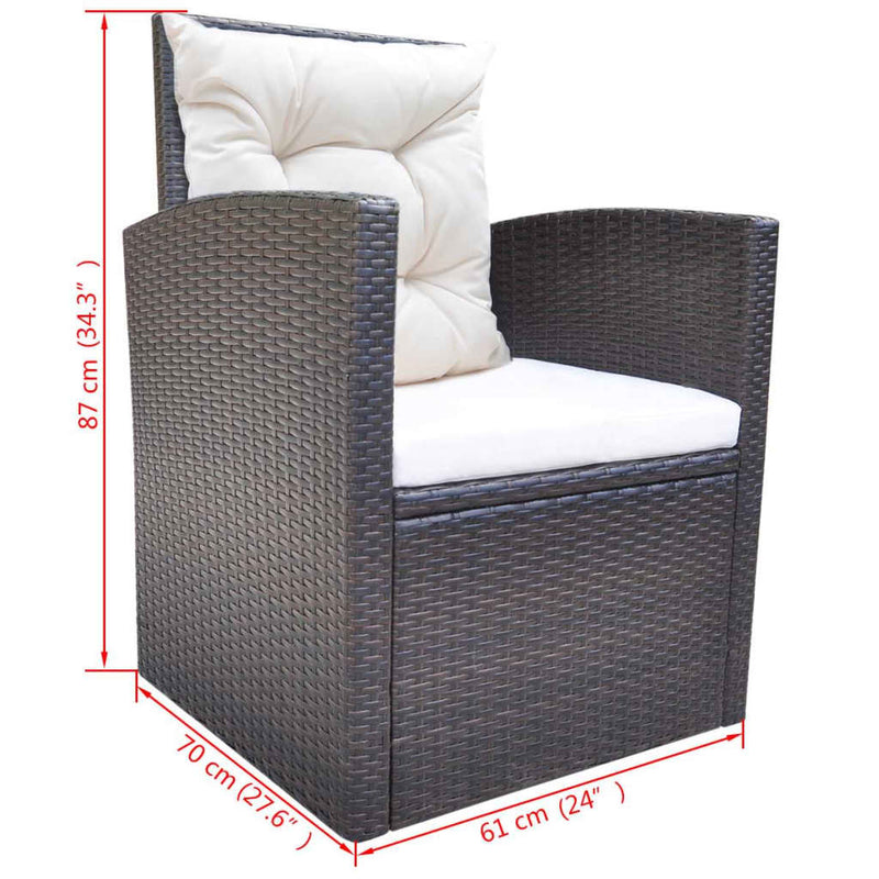 6 Piece Outdoor Dining Set with Cushions Poly Rattan Brown Payday Deals