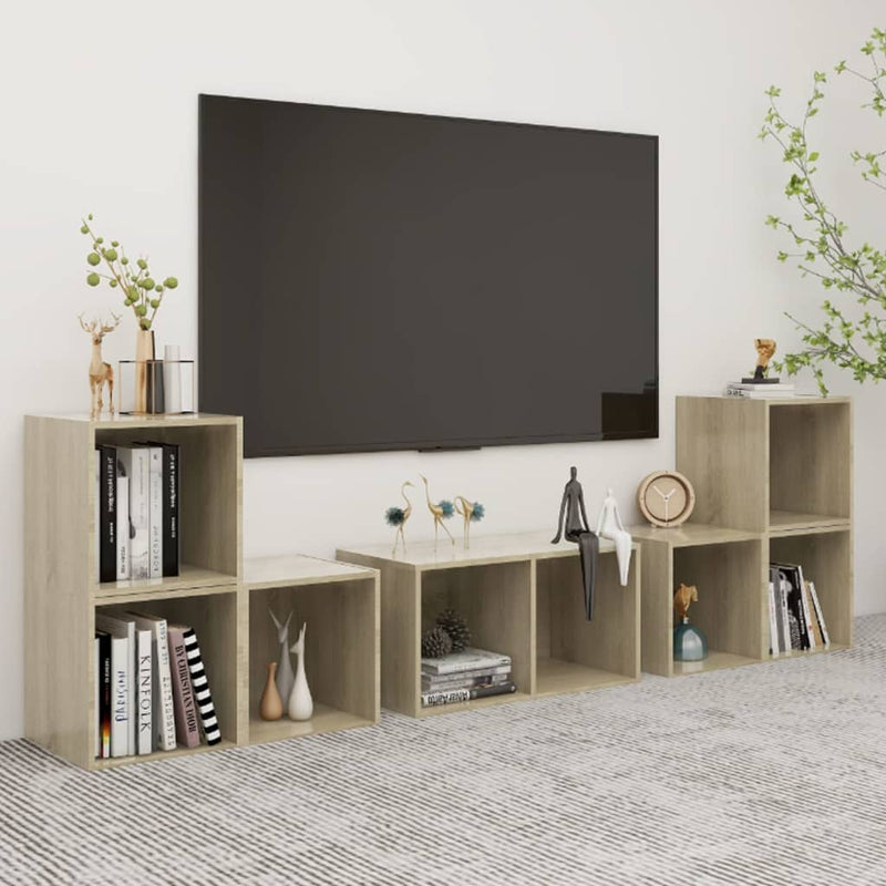 6 Piece TV Cabinet Set Sonoma Oak Engineered Wood Payday Deals