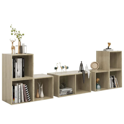 6 Piece TV Cabinet Set Sonoma Oak Engineered Wood Payday Deals