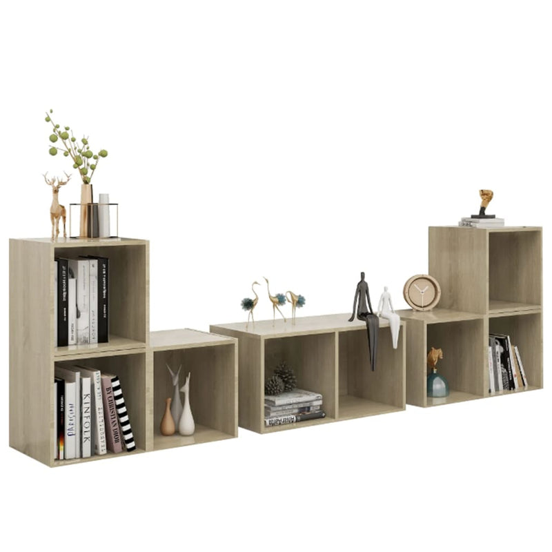 6 Piece TV Cabinet Set Sonoma Oak Engineered Wood Payday Deals
