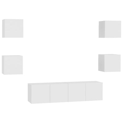 6 Piece TV Cabinet Set White Engineered Wood Payday Deals