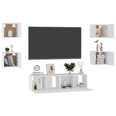 6 Piece TV Cabinet Set White Engineered Wood Payday Deals