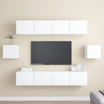 6 Piece TV Cabinet Set White Engineered Wood Payday Deals