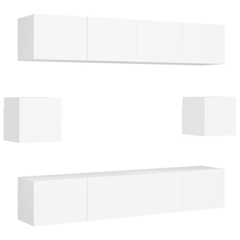 6 Piece TV Cabinet Set White Engineered Wood Payday Deals