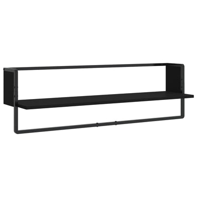 6 Piece Wall Shelf Set with Bars Black Engineered Wood Payday Deals