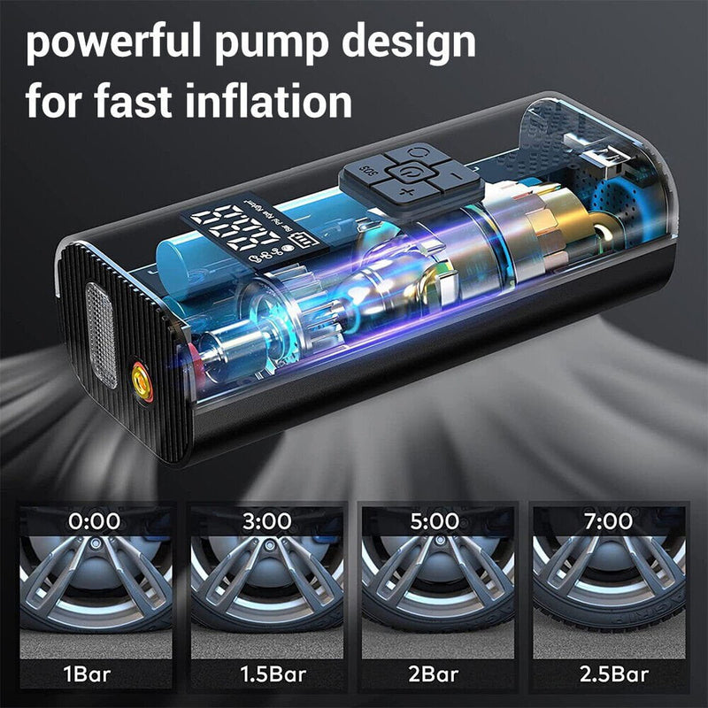 6000mAh Car Tyre Inflator 12V Air Compressor Electric Pump Cordless USB Charging Payday Deals