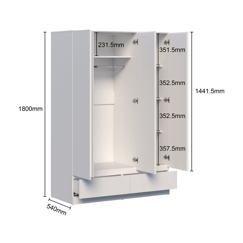 Noosa 3 Door 2 Drawer Wardrobe 