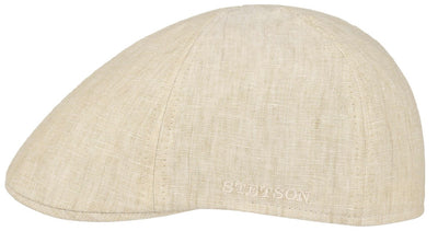 Stetson Mens Putnam Linen Flat Cap Ivy Golf Canvas Hat - Beige