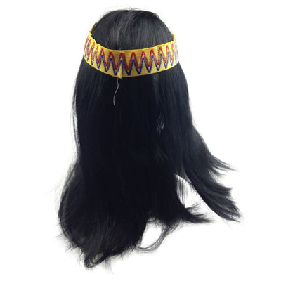 Mens INDIAN WIG Native American Fancy Dress Party Costume Hair Headdress
