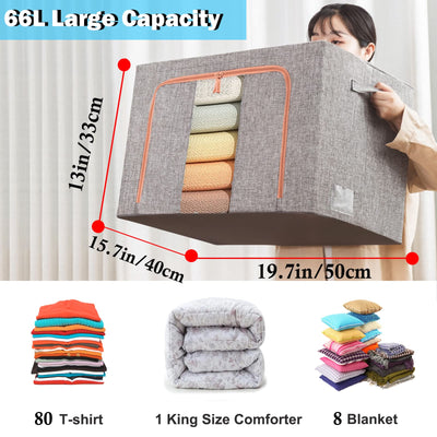 66L Cloth Storage Box Closet Organizer Storage Bags Clothes Storage Bags Wardrobe Organizer Idea Grey Payday Deals