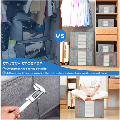 66L Cloth Storage Box Closet Organizer Storage Bags Clothes Storage Bags Wardrobe Organizer Idea Grey Payday Deals