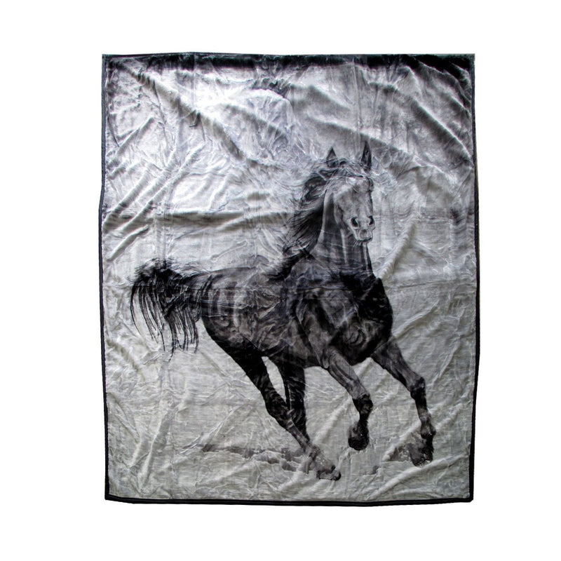 675gsm 2 Ply 3D Print Faux Mink Blanket Queen 200x240 cm Galloping Horse Payday Deals