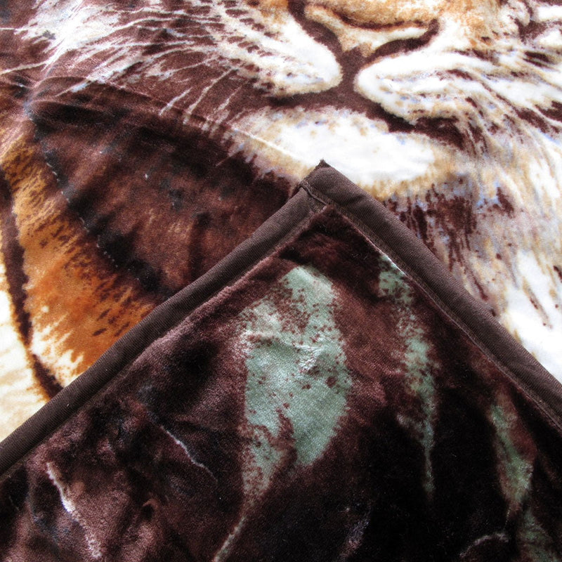 675gsm 2 Ply 3D Print Faux Mink Blanket Queen 200x240 cm Tiger Family Payday Deals