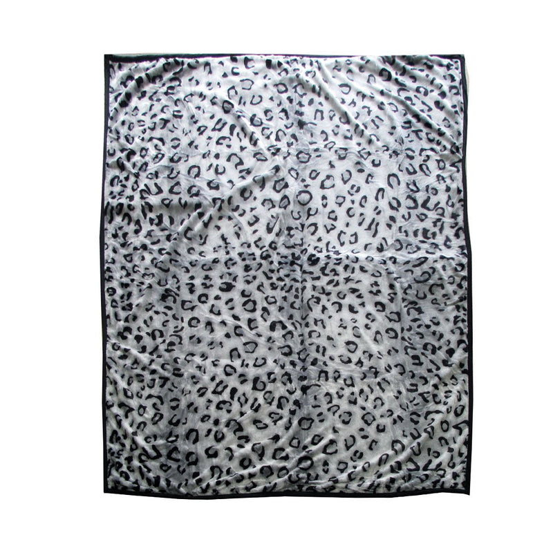 675gsm 2 Ply Animal Print Faux Mink Blanket Queen 200x240 cm Snow Leopard Payday Deals