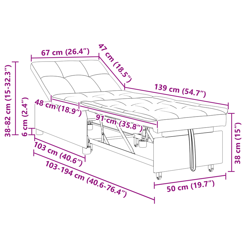 Sofa Bed 3-in-1 Pull-Out Black Velvet
