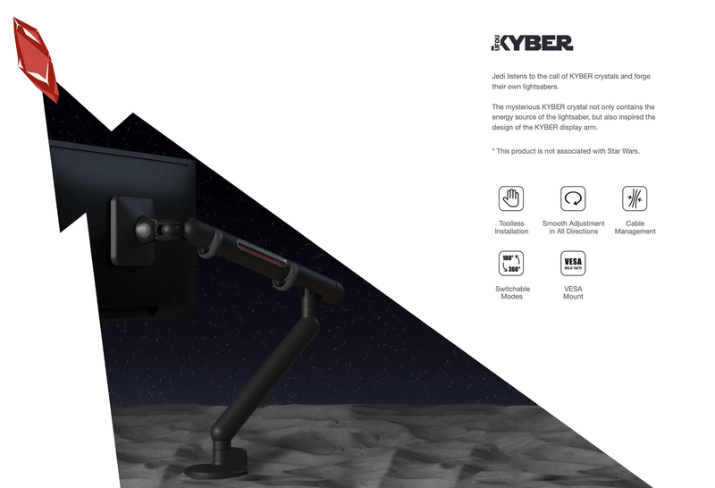 UFOU Kyber Monitor Arm Single Mount Bracket Heavy Duty Star Wars - Black