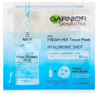 Garnier 33g SkinActive Fresh Mix Tissue Mask Hyaluronic Shot Plumps & Smoothen Skin