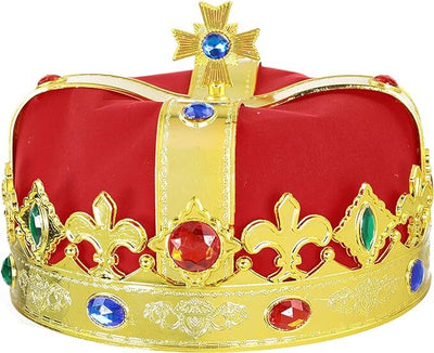KING HAT Crown Costume Halloween Prince Party Dress Soft Regal Jeweled Cap