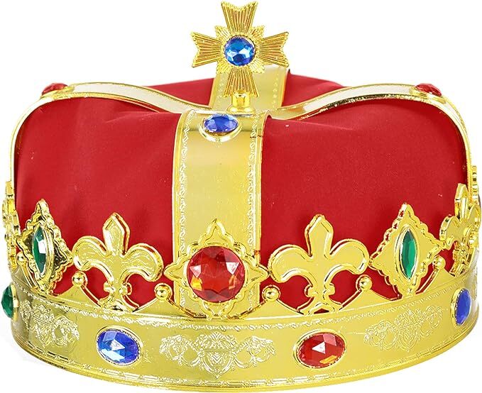 KING HAT Crown Costume Halloween Prince Party Dress Soft Regal Jeweled Cap