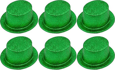 6x Glitter Top Hat Fancy Party Plastic Costume Tall Cap Fun Bulk - Green