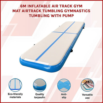 6m Inflatable Air Track Gym Mat Airtrack Tumbling Gymnastics Tumbling with Pump Payday Deals