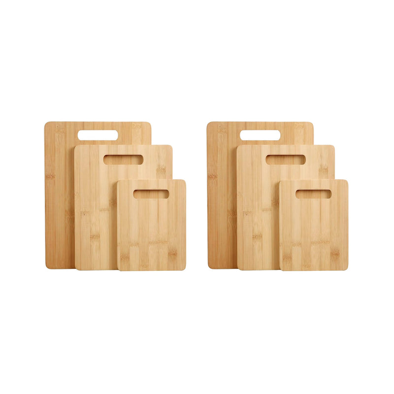 6pcs Bamboo Wood Chopping Board 3-Set Cheese Cutting & Serving Light Wood Tone Payday Deals