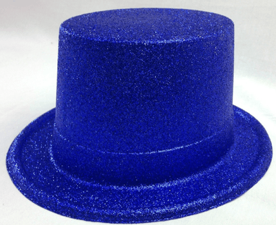 6x Glitter Top Hat Fancy Party Plastic Costume Tall Cap Fun Bulk - Blue Payday Deals