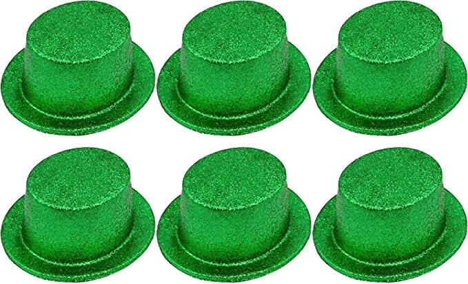 6x Glitter Top Hat Fancy Party Plastic Costume Tall Cap Fun Bulk - Green Payday Deals