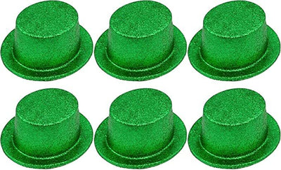 6x Glitter Top Hat Fancy Party Plastic Costume Tall Cap Fun Bulk - Green Payday Deals