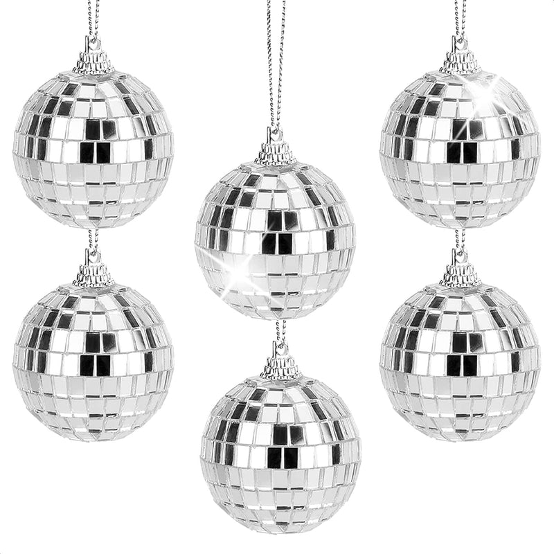 6x Hanging Mini Disco Balls Shiny Silver Mirror Party Halloween Reflect 4cm Bulk Payday Deals