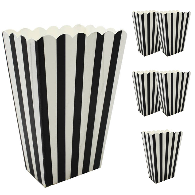 6x POPCORN BOXES Wedding Party Favour Lolly Box Retro Cinema Pop Corn - Black Payday Deals