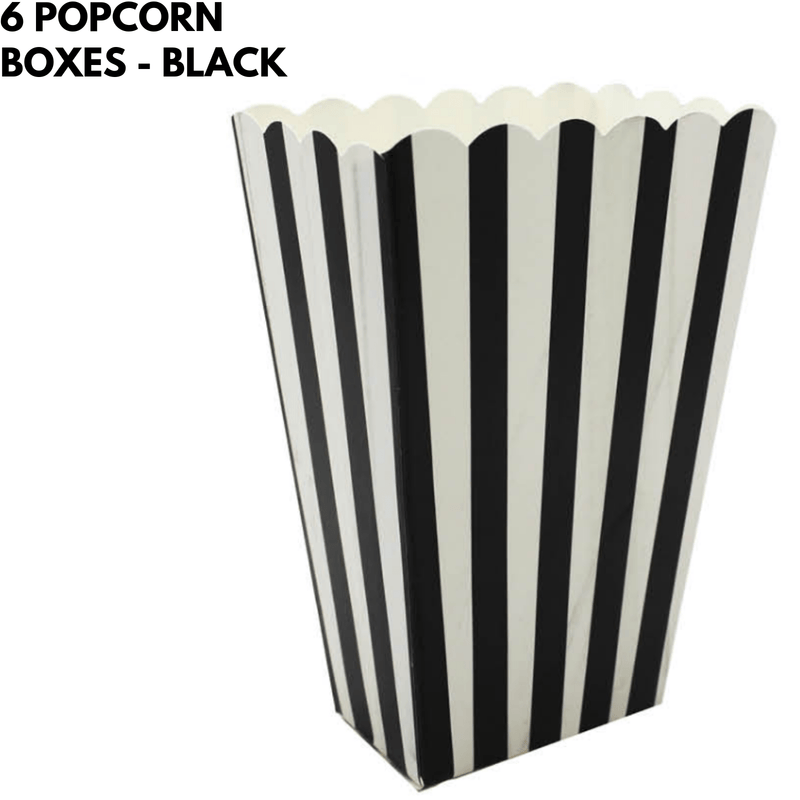 6x POPCORN BOXES Wedding Party Favour Lolly Box Retro Cinema Pop Corn - Black Payday Deals