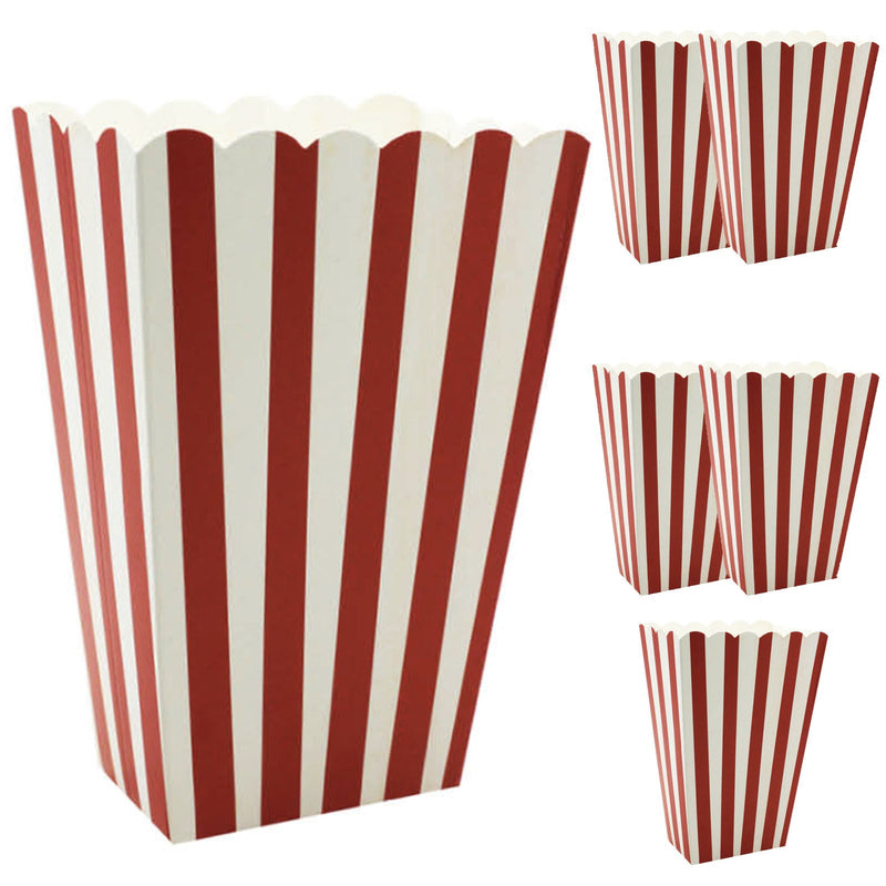 6x POPCORN BOXES Wedding Party Favour Lolly Box Retro Cinema Pop Corn - Red Payday Deals