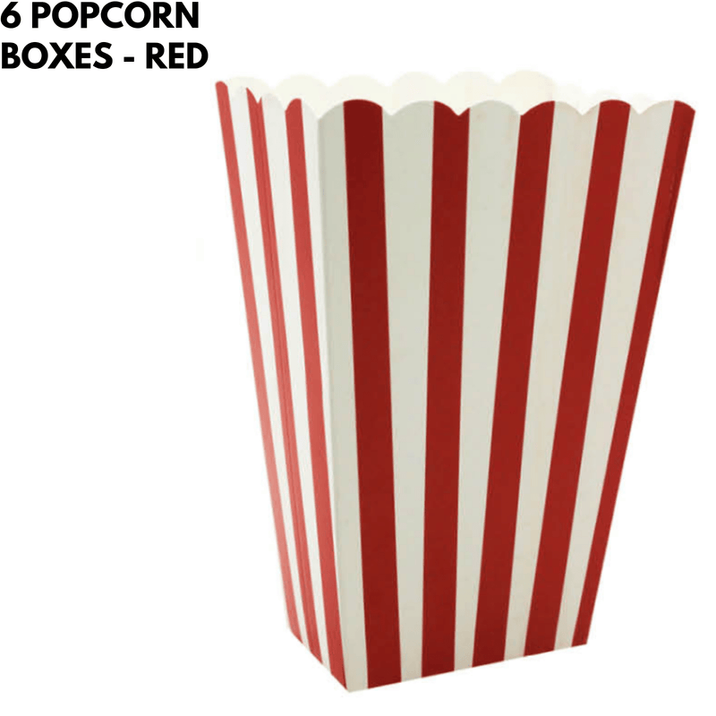 6x POPCORN BOXES Wedding Party Favour Lolly Box Retro Cinema Pop Corn - Red Payday Deals