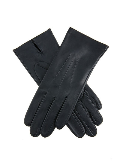 Dents Womens Three Point Leather Gloves in Navy