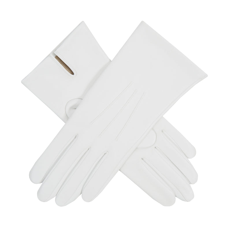 Dents Womens Silk-Lined Leather Gloves in Pearl - 6H