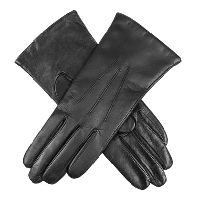 Dents Womens Cashmere Lined Touchscreen Leather Gloves in Black