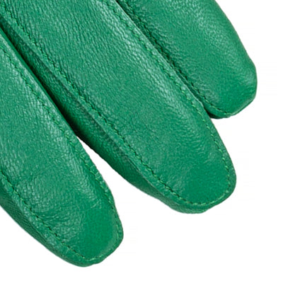 Dents Womens Long Above-Elbow Lined Leather Gloves in Emerald - L